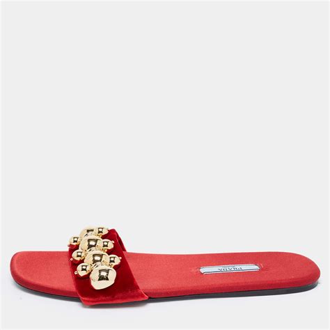 prada mules womens|Prada flat velvet slides.